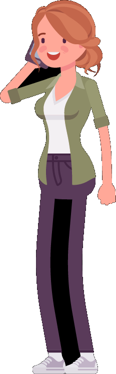 Cartoon customer calling Curran